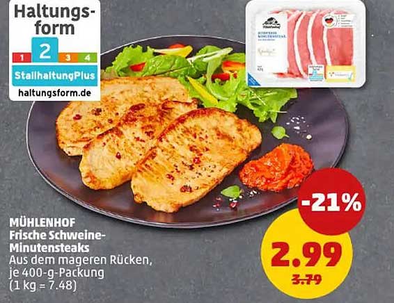 MÜHLENHOF Frische Schweine-Minutensteaks