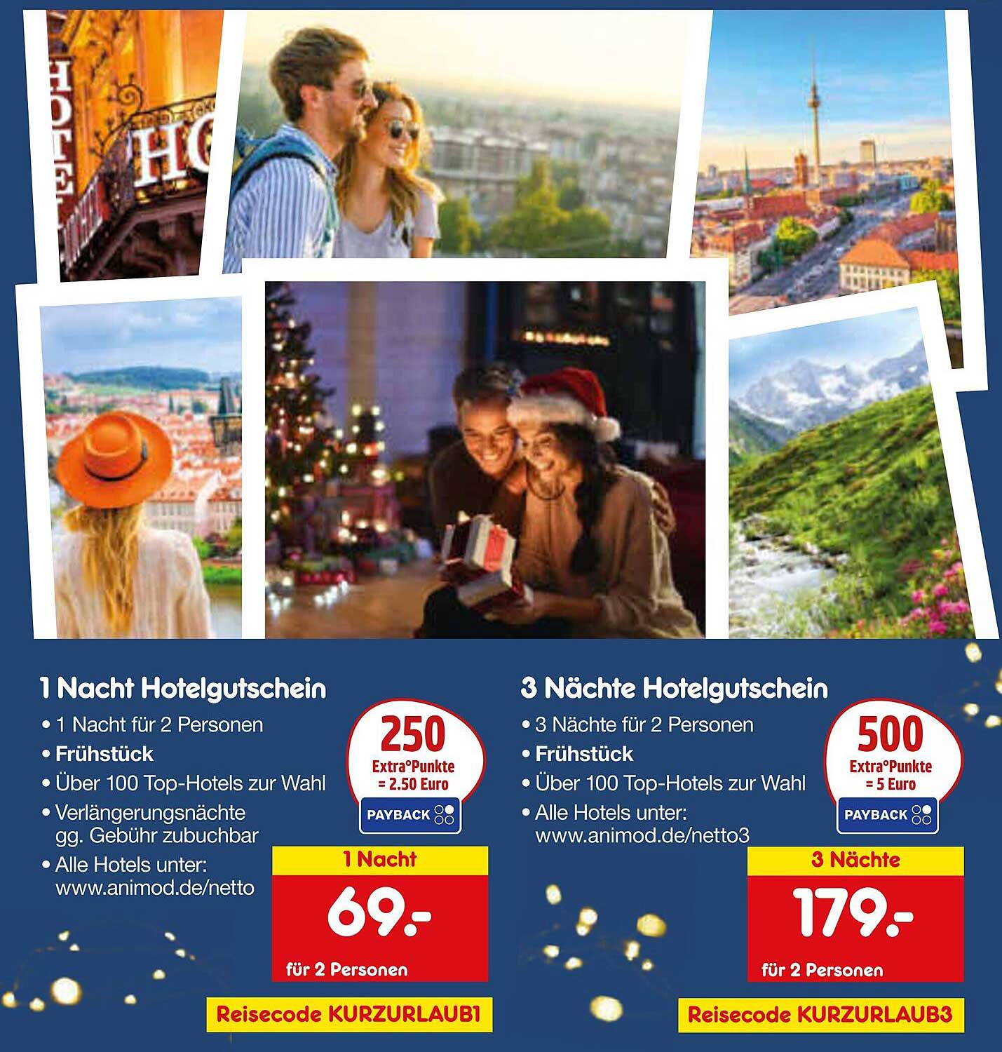 1 Nacht Hotelgutschein für 2 Personen, inkl. Frühstück