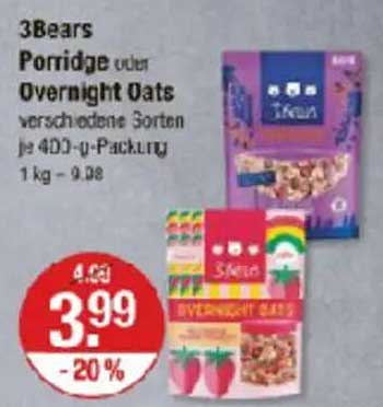 3Bears Porridge oder Overnight Oats