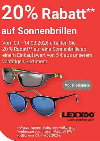20% Rabatt** auf Sonnenbrillen