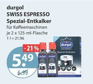 durgol SWISS ESPRESSO Spezial-Entkalker für Kaffeemaschinen je 2 x 125-ml-Flasche