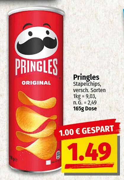 Pringles Original Stapelchips 165g Dose
