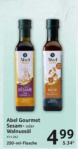 Abel Gourmet Sesam- oder Walnussöl 250-ml-Flasche