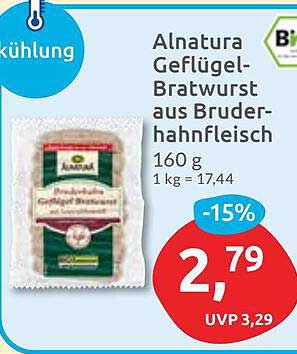 Alnatura Geflügel-Bratwurst aus Bruderhahnfleisch 160 g