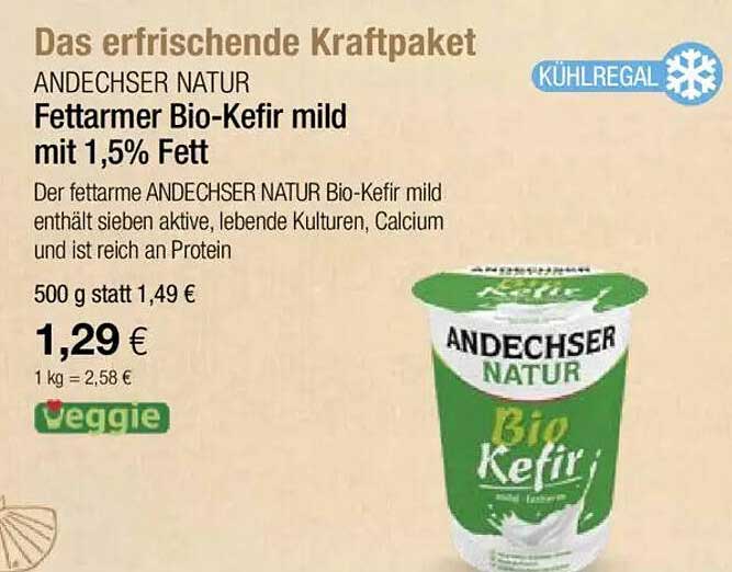 ANDECHSER NATUR Fettarmer Bio-Kefir mild mit 1,5% Fett