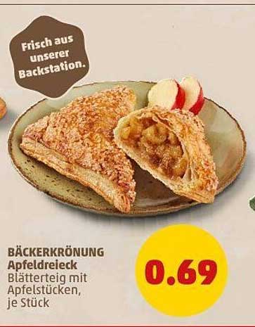 BÄCKERKRÖNUNG Apfeldreieck - Blätterteig mit Apfelstücken, je Stück