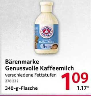 Bärenmarke Genussvolle Kaffeemilch verschiedene Fettstufen 340-g-Flasche