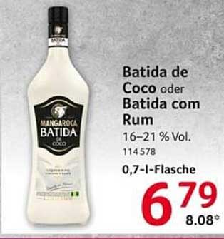 Batida de Coco oder Batida com Rum 0,7-L-Flasche