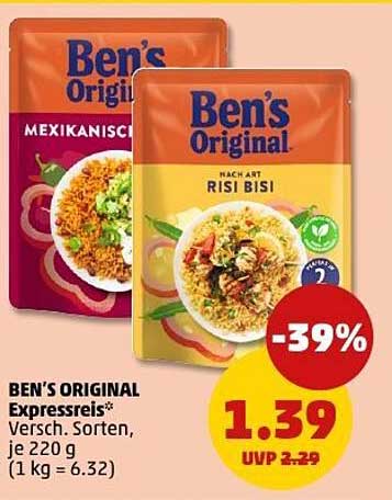 BEN'S ORIGINAL Expressreis, Verschiedene Sorten, je 220 g