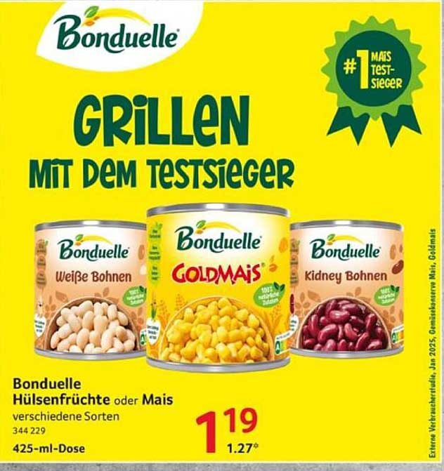 Bonduelle Hülsenfrüchte oder Mais verschiedene Sorten