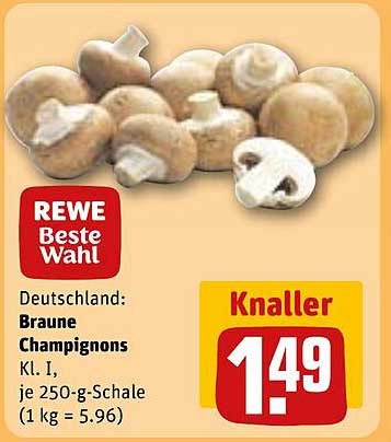 Braune Champignons Kl. I, je 250-g-Schale