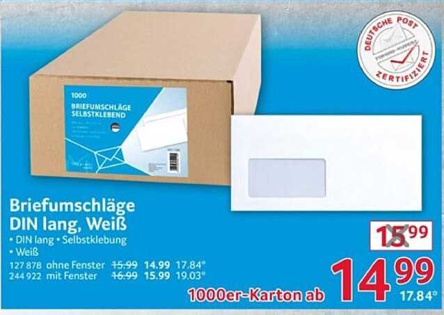 Briefumschläge DIN lang, Weiß - Selbstklebend