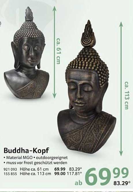 Buddha-Kopf aus MGO - Höhe 61 cm und 113 cm