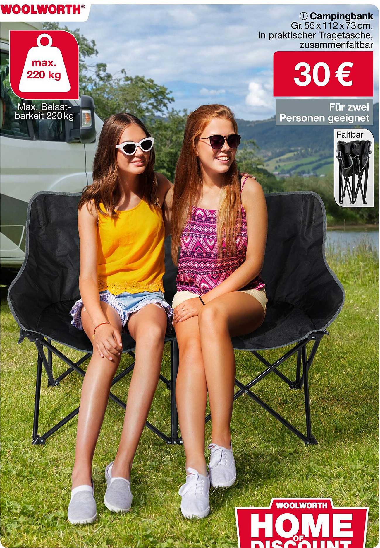 Campingbank für zwei Personen - maximal 220 kg Belastbarkeit