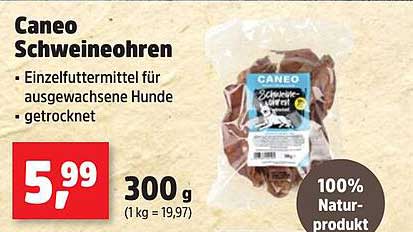 Caneo Schweineohren 300 g für ausgewachsene Hunde