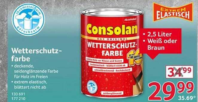 Consolan Wetterschutzfarbe 2,5 Liter - Weiß oder Braun