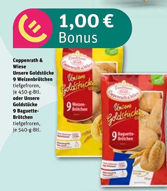 Coppenrath & Wiese Unsere Goldstücke 9 Weizenbrötchen oder 9 Baguette-Brötchen