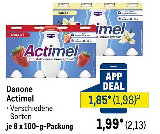 Danone Actimel – Verschiedene Sorten (8 x 100-g-Packung)