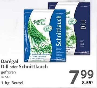 Darégal Dill oder Schnittlauch – 1-kg-Beutel gefroren