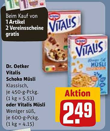 Dr. Oetker Vitalis Schoko Müsli oder Vitalis Müsli