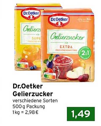 Dr.Oetker Gelierzucker verschiedene Sorten 500 g Packung