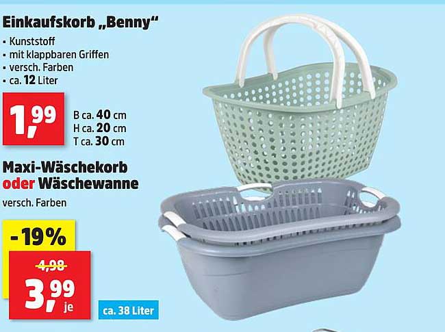 Einkaufskorb „Benny“ und Maxi-Wäschekorb oder Wäschewanne