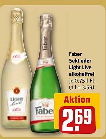 Faber Sekt oder Light Live alkoholfrei je 0,75-l-Fl.