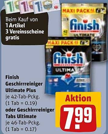 Finish Geschirrreiniger Ultimate Plus oder Tabs Ultimate