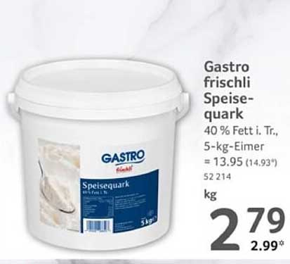 Gastro frischli Speisequark 40 % Fett i. Tr., 5-kg-Eimer