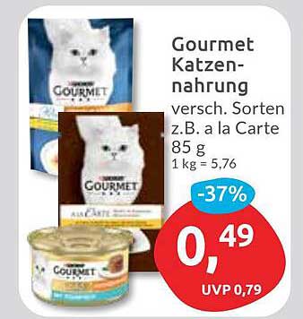 Gourmet Katzennahrung verschiedene Sorten z.B. a la Carte 85 g