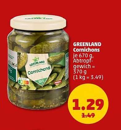 GREENLAND Cornichons 670 g