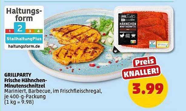GRILLPARTY Frische Hähnchen-Minutensteaks, mariniert, im Frischfleischregal, je 400-g-Packung