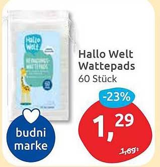 Hallo Welt Wattepads 60 Stück