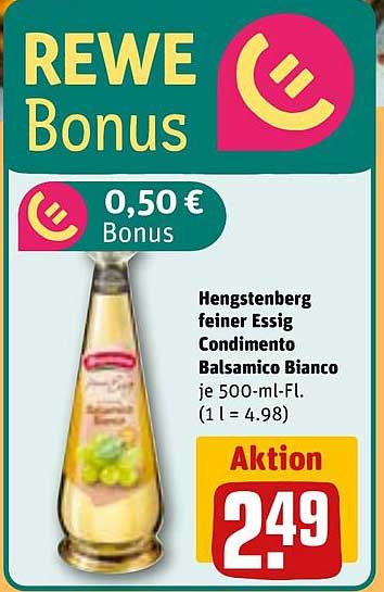 Hengstenberg feiner Essig Condimento Balsamico Bianco je 500-ml-Fl.