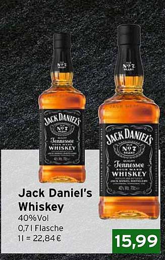 Jack Daniel’s Whiskey 0,7 l für nur 15,99 €
