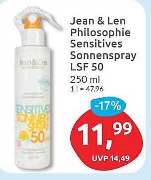 Jean & Len Philosophie Sensitives Sonnenspray LSF 50
