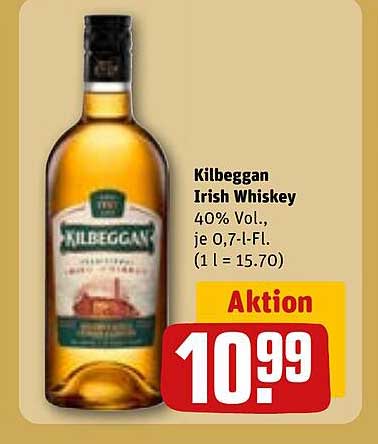 Kilbeggan Irish Whiskey 40% Vol., je 0,7 l-Fl.