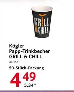 Kögler Papp-Trinkbecher GRILL & CHILL - 50 Stück-Packung