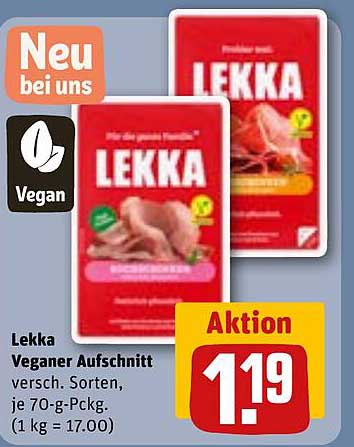 Lekka Veganer Aufschnitt, verschiedene Sorten, je 70-g-Pckg.