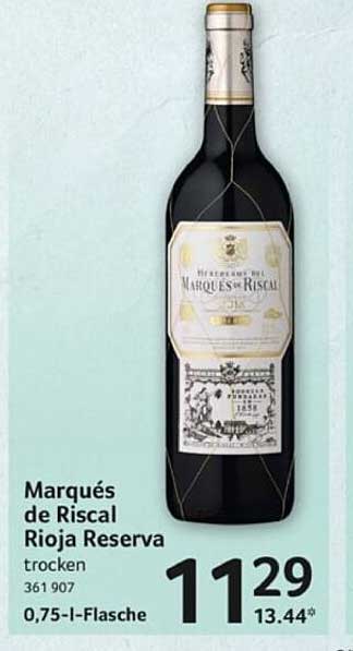 Marqués de Riscal Rioja Reserva trocken 0,75-l-Flasche