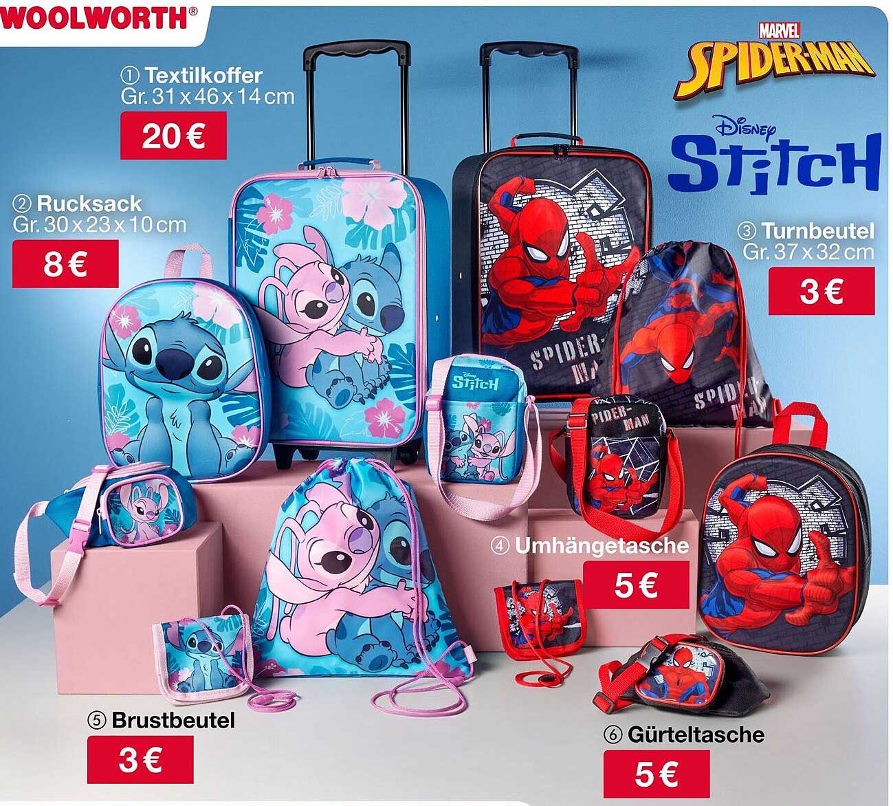 Marvel Spider-Man & Disney Stitch Taschenangebot
