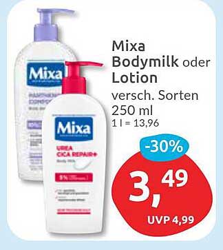 Mixa Bodymilk oder Lotion 250 ml - jetzt zum Vorteilspreis!