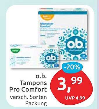 o.b. Tampons Pro Comfort - verschiedene Sorten 10er Packung