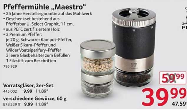 Pfeffermühle „Maestro“ mit 25 Jahren Hersteller-Garantie