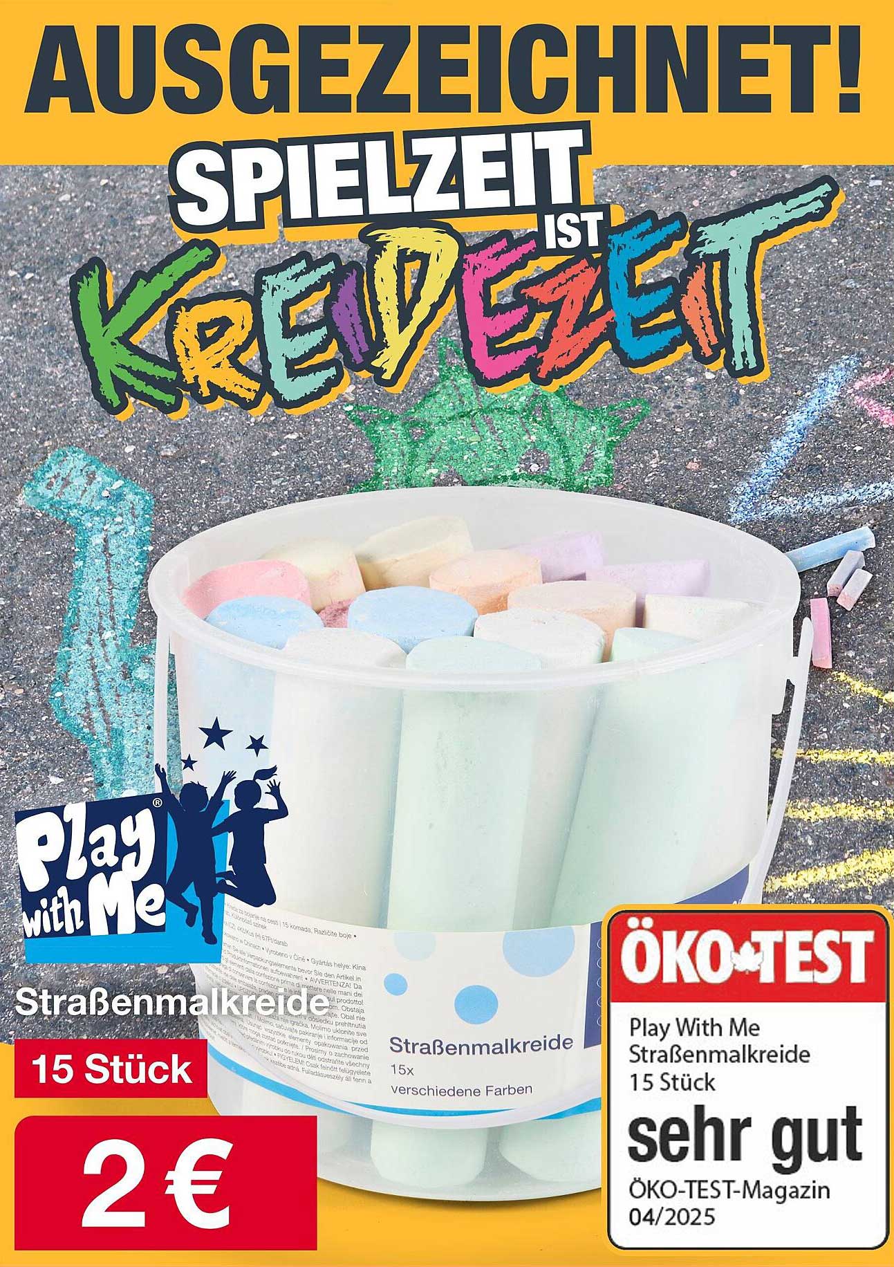 Play With Me Straßenmaler-Kreide 15 Stück