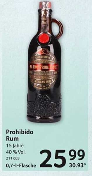 Prohibido Rum 15 Jahre - 0,7 l Flasche