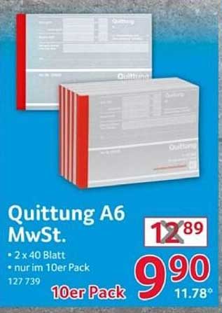 Quittung A6 MwSt. - 10er Pack