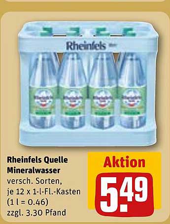 Rheinfels Quelle Mineralwasser - 12 x 1-L-Fl.-Kasten