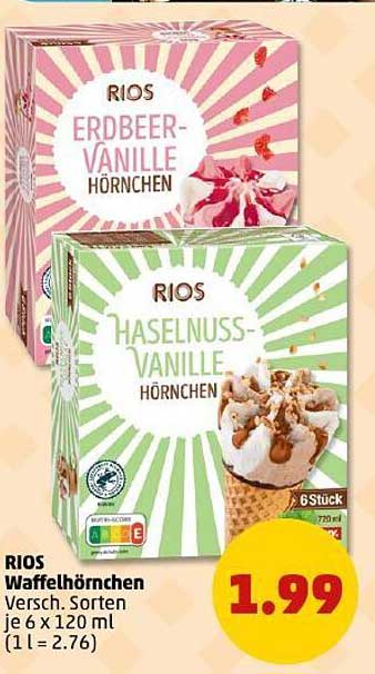 RIOS Waffelhörnchen - Erdbeer-Vanille und Haselnuss-Vanille