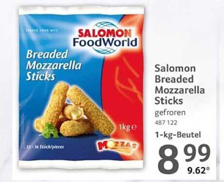 Salomon Breaded Mozzarella Sticks 1kg